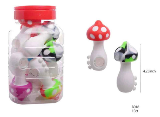 [Temp-HAM-003423] MUSHROOM SILICONE PIPE B018 10CT JAR