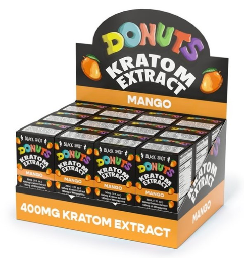 [DONU-26852] DONUTS 400MG KRATOM EXTRACT BLACK SHOT MANGO BOX OF 12