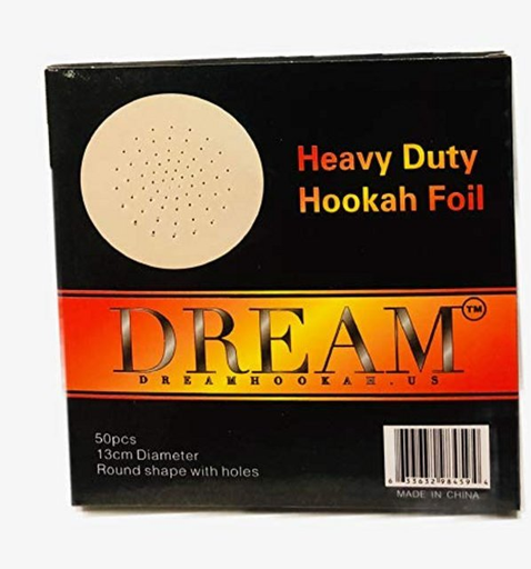 [DREA-20589] DREAM HEAVY DUTY 13CM ROUND WITH HOLES HOOKAH FOIL 50CT